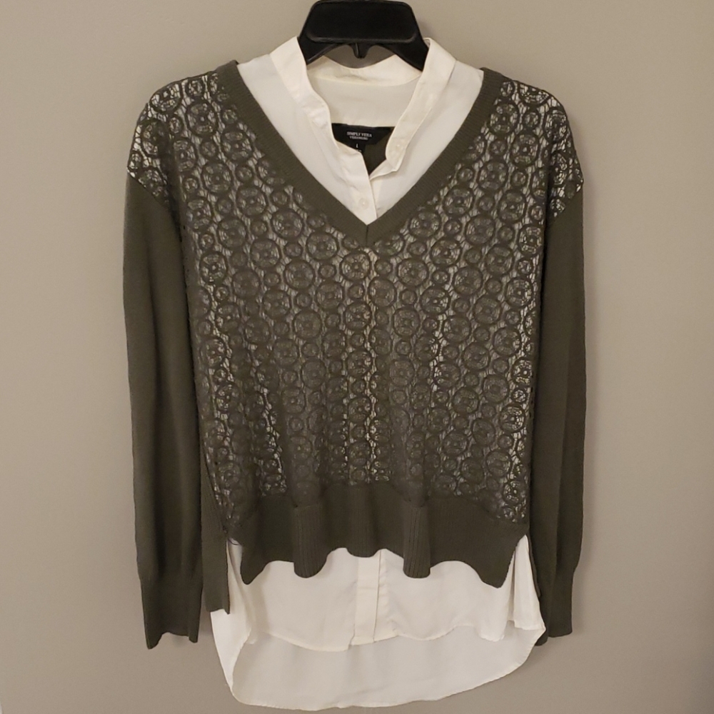 Simply Vera Wang Lace Front Mock Layer Sweater